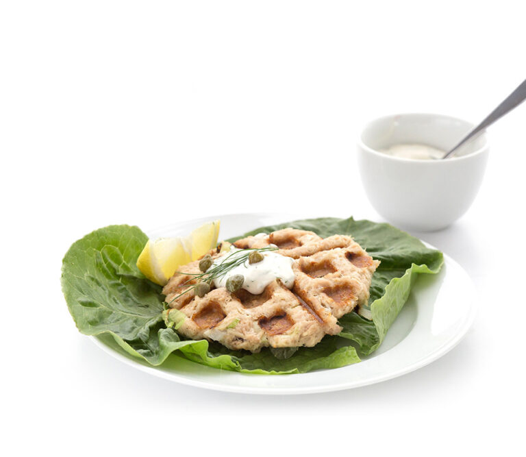 Waffled Tuna Cakes With Lemon Dill Aioli Genova Seafood